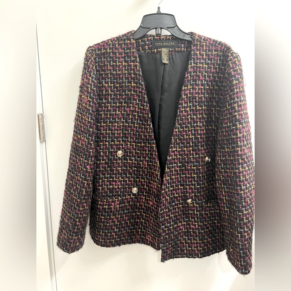 DANA BROOKE Vintage Classic Boucle Tweed Blazer Jacket Sz8